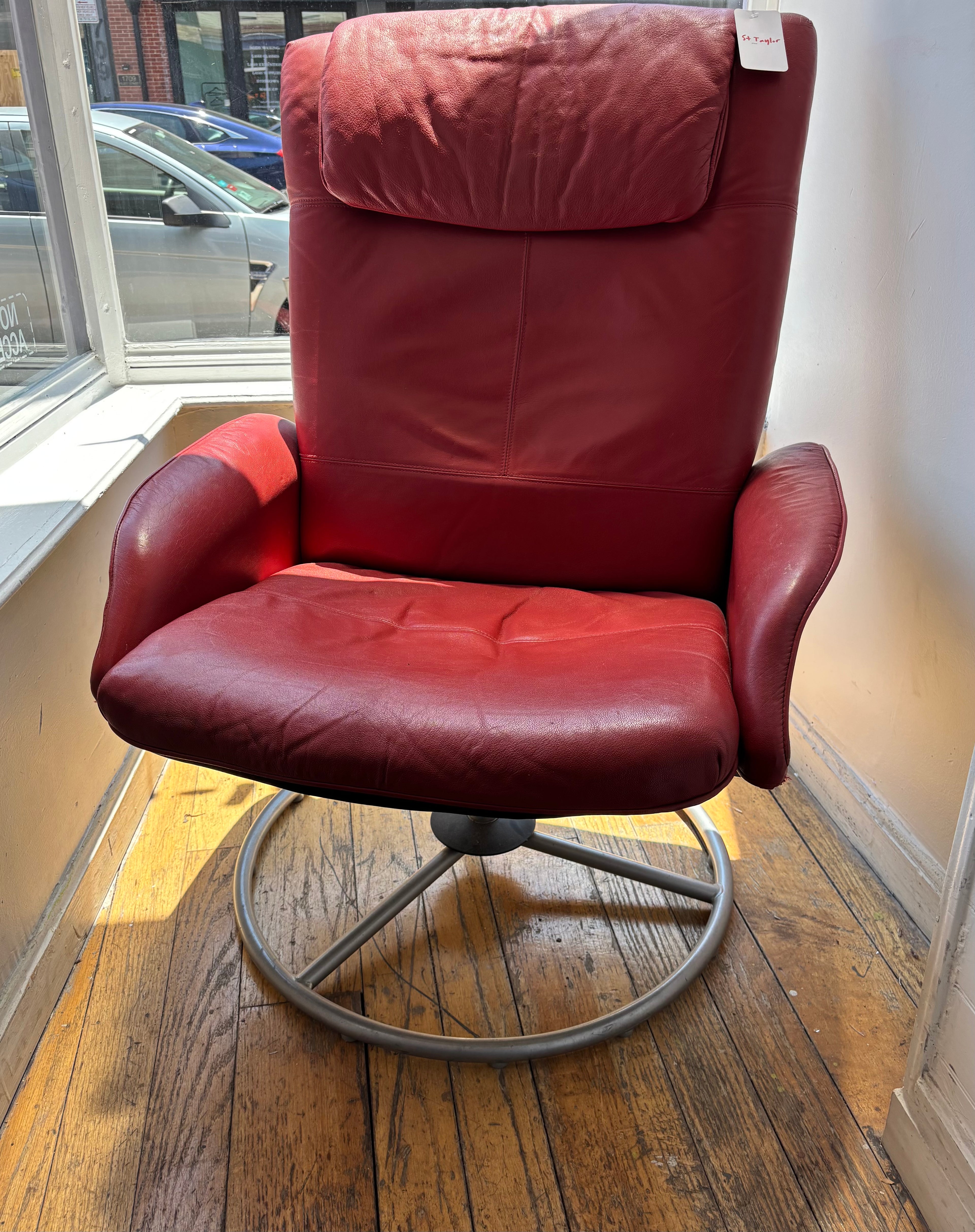Red Leather Accent Chair