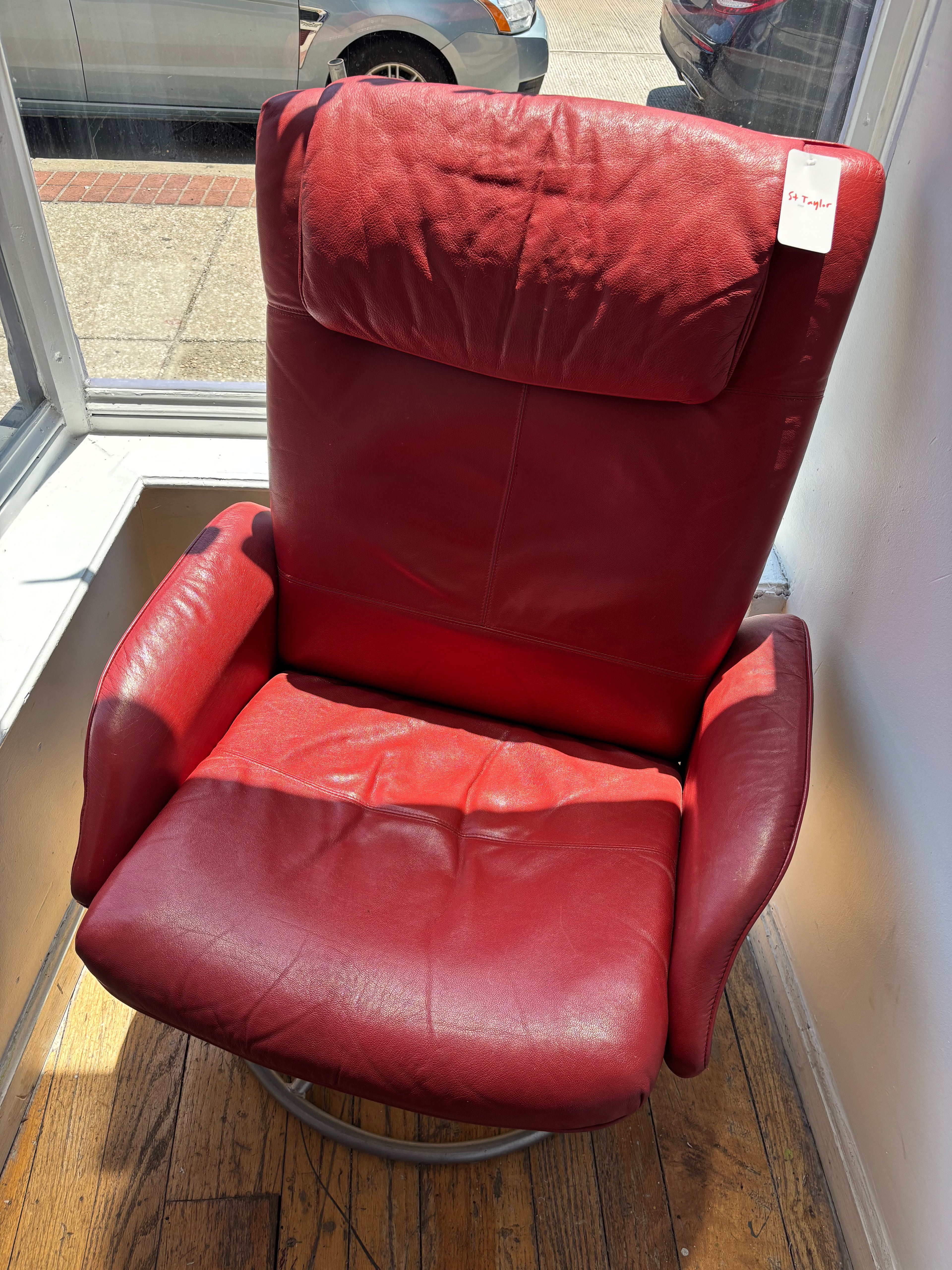 Red Leather Accent Chair