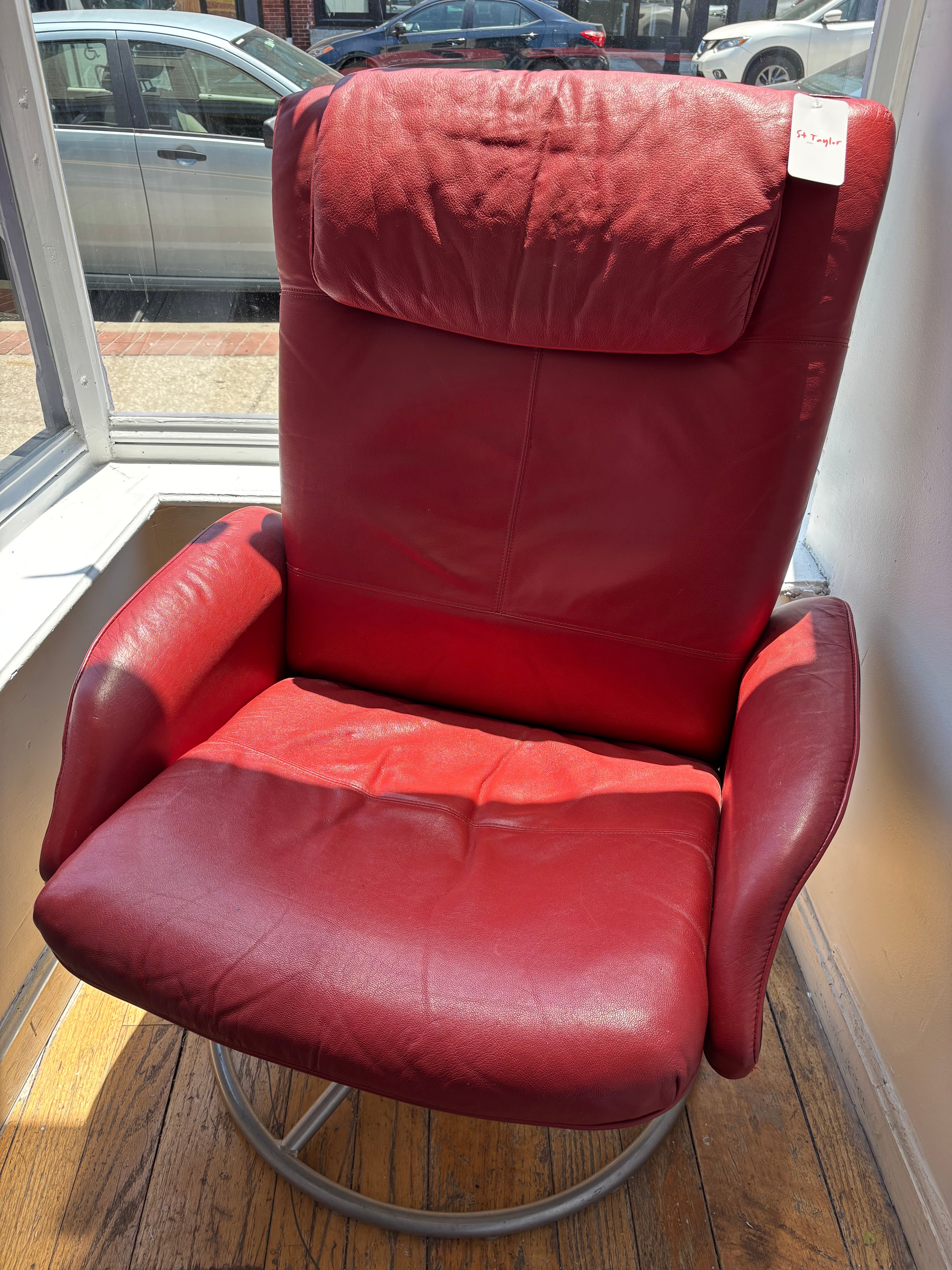 Red Leather Accent Chair